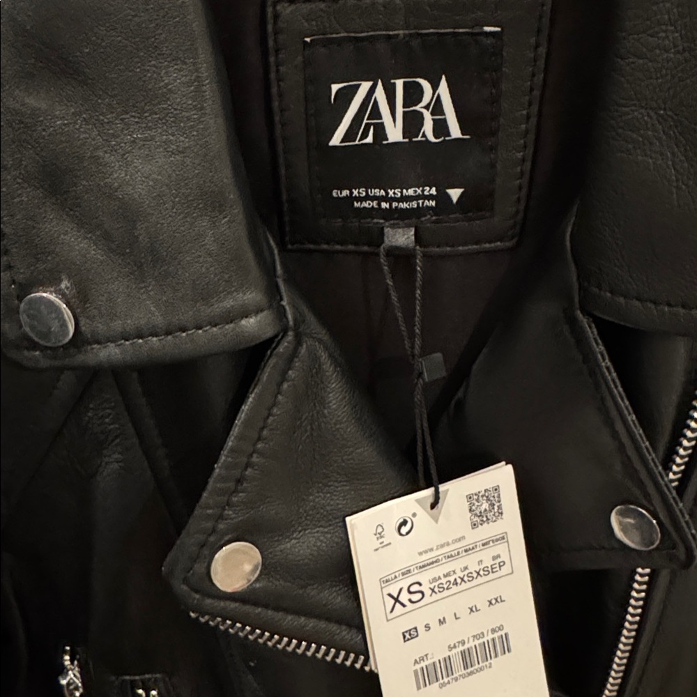 Zara 100% Leather Jacket NWT size XS - Picture 8 of 8